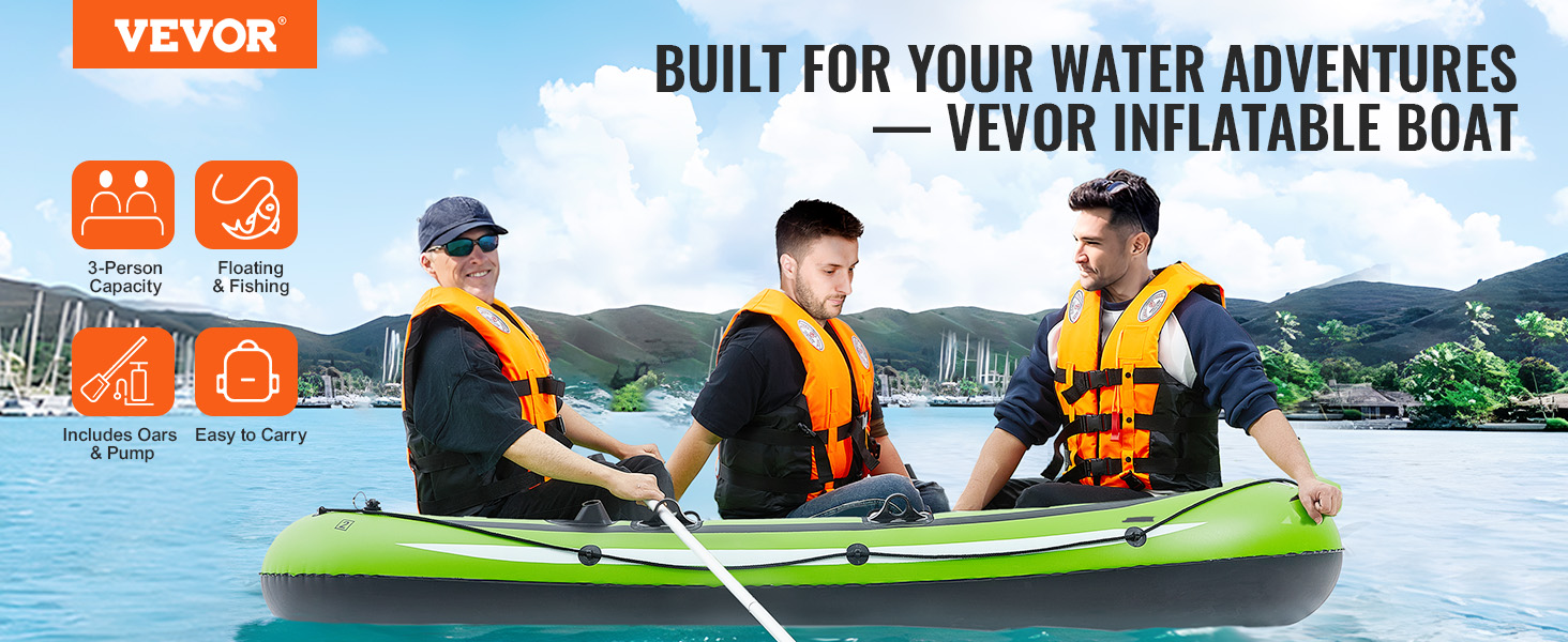 3 People, Automatic Inflatable Rubber Dinghy, Inflatable Fast and Easy to  Carry Inflatable Fishing Boat, Safe and Wear-Resistant