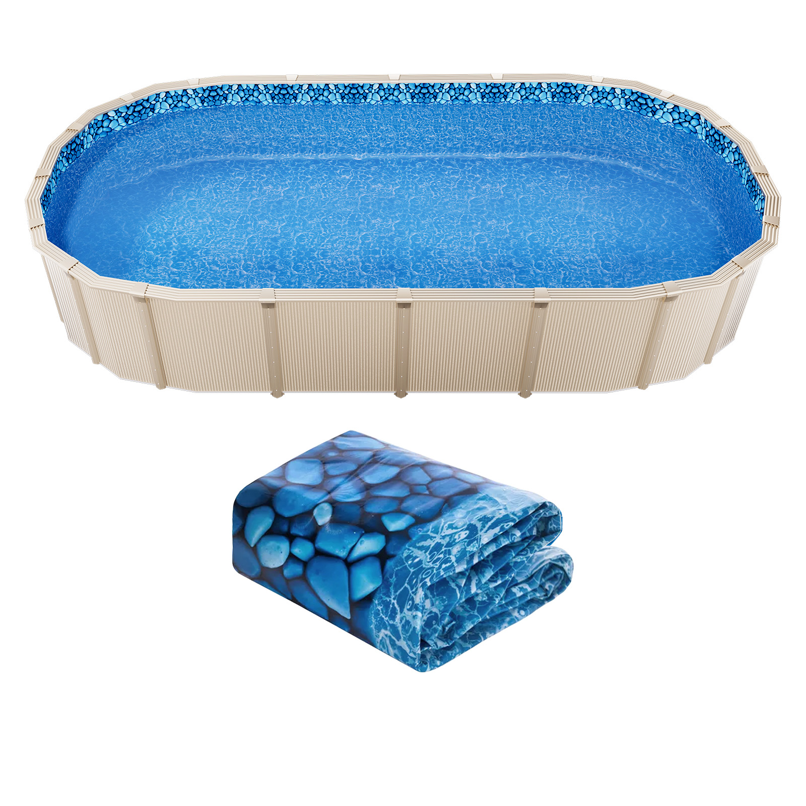 Uimoso Oval Pool Liner for 12x24ft/15x30ft/18x33ft Pools Overlap Style 54in Wall