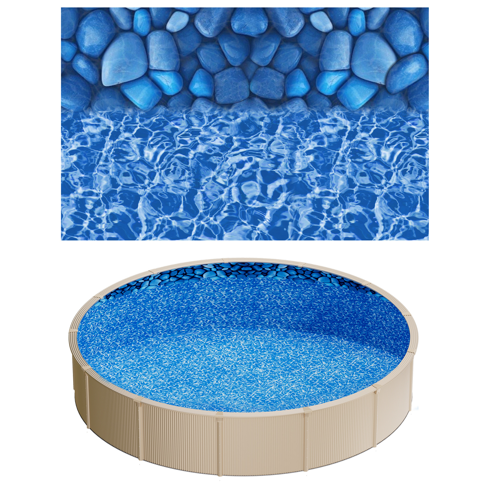 Uimoso 18ft 24ft Round Pool Liner Overlap 52″ Wall Durable Vinyl Boulder Pattern