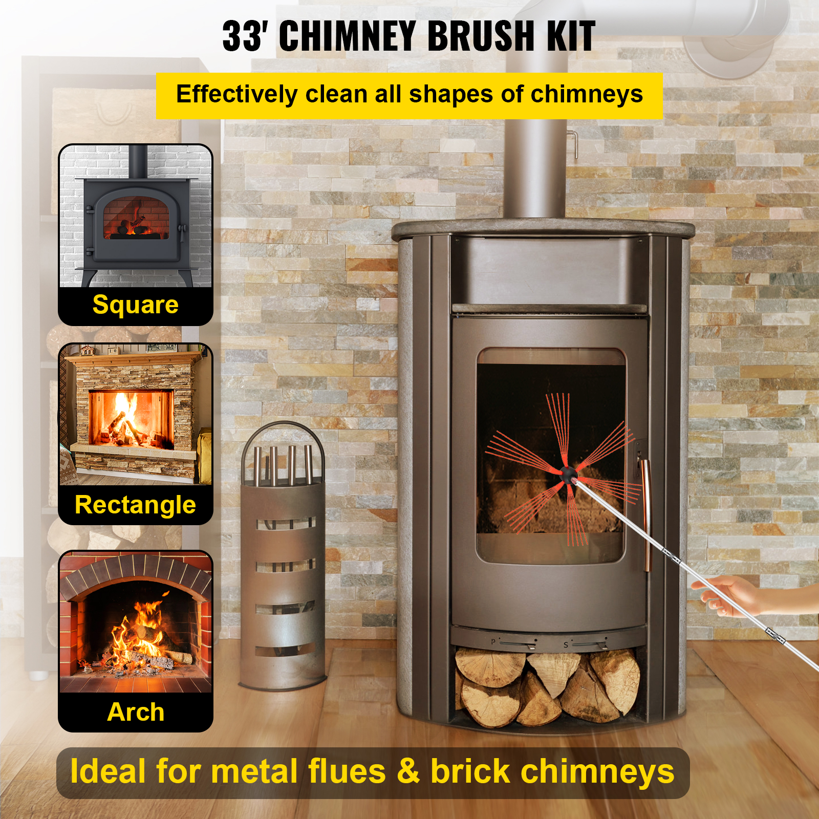 20-39 feet Chimney Brush Chimney Cleaner Rotary Sweep System Fireplace Kit Rod - Picture 76 of 98