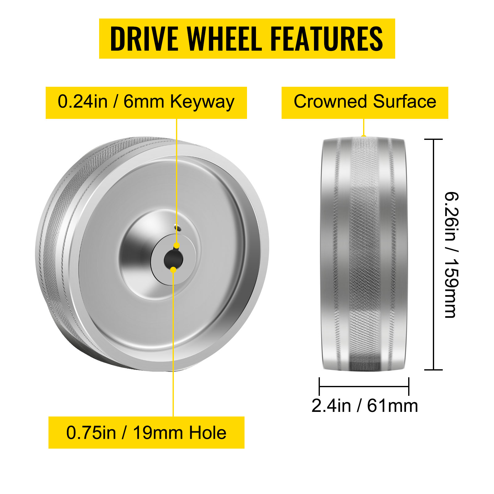 VEVOR Belt Grinder Drive Wheel 7 Diameter, 2x72 Knife Grinder Drive  Wheel 5/8 Bore/Shaft, Aluminum Belt Grinder Wheel Crowned, for Knife  Making Grinder Polishing & Belt Machine Woodworking DIY 