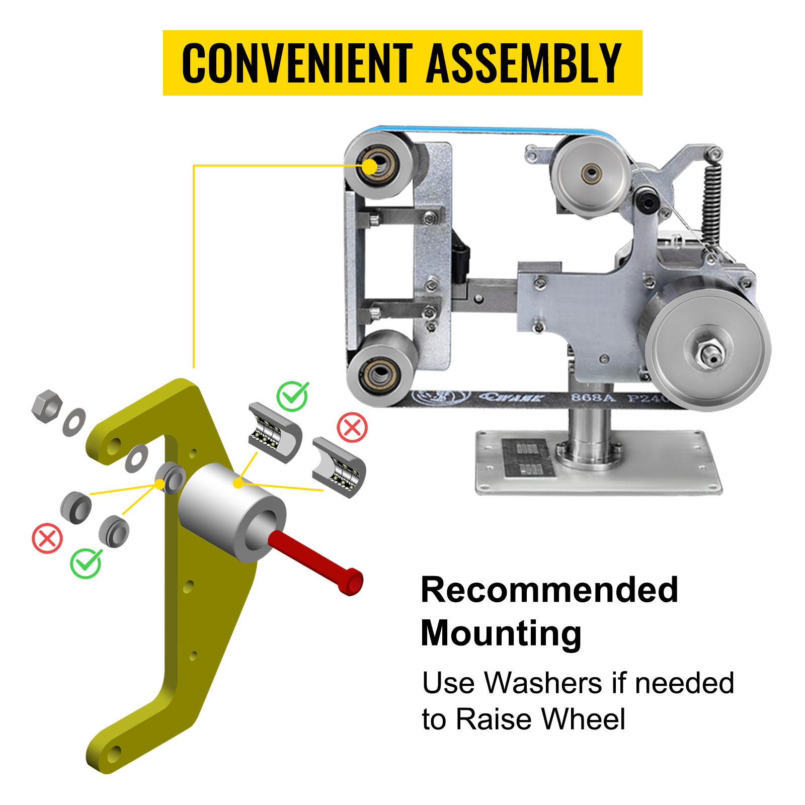 VEVOR Belt Grinder 2"x72" Wheel Set, Complete Belt Knife Grinder Wheel