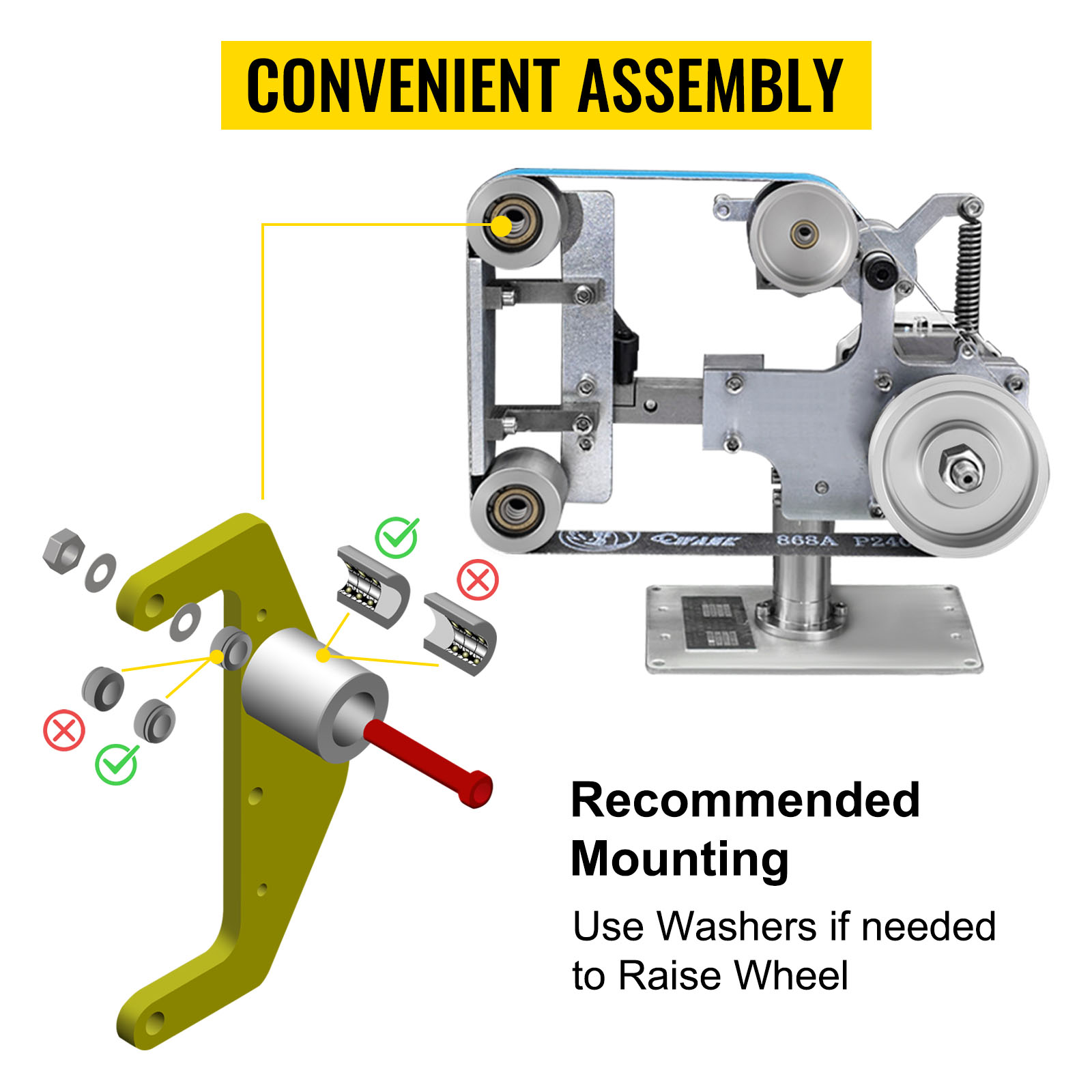 VEVOR Belt Grinder Drive Wheel 7 Diameter, 2x72 Knife Grinder Drive  Wheel 5/8 Bore/Shaft, Aluminum Belt Grinder Wheel Crowned, for Knife  Making Grinder Polishing & Belt Machine Woodworking DIY 