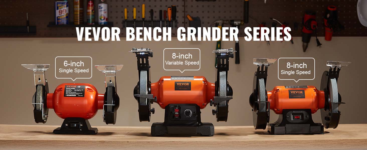 VEVOR Bench Grinder, 8 inch Variable Speed Bench Grinder with 5.0A Brushless Motor 1800-3795 RPM, Table Grinder with Cast-aluminum Tool Rest for Heavy Duty Sharpening Grinding Application