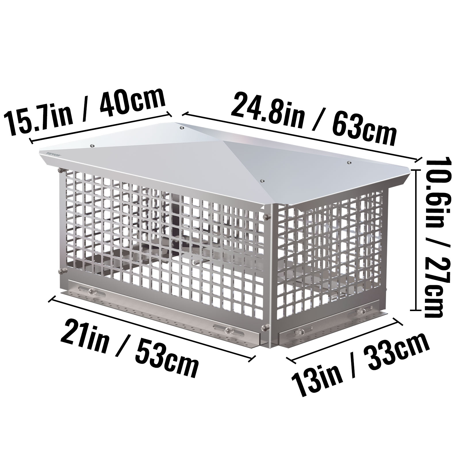 VEVOR Chimney Cap Fireplace Flue Caps 8''-17'' x 8''- 29'' 304 Stainless Steel