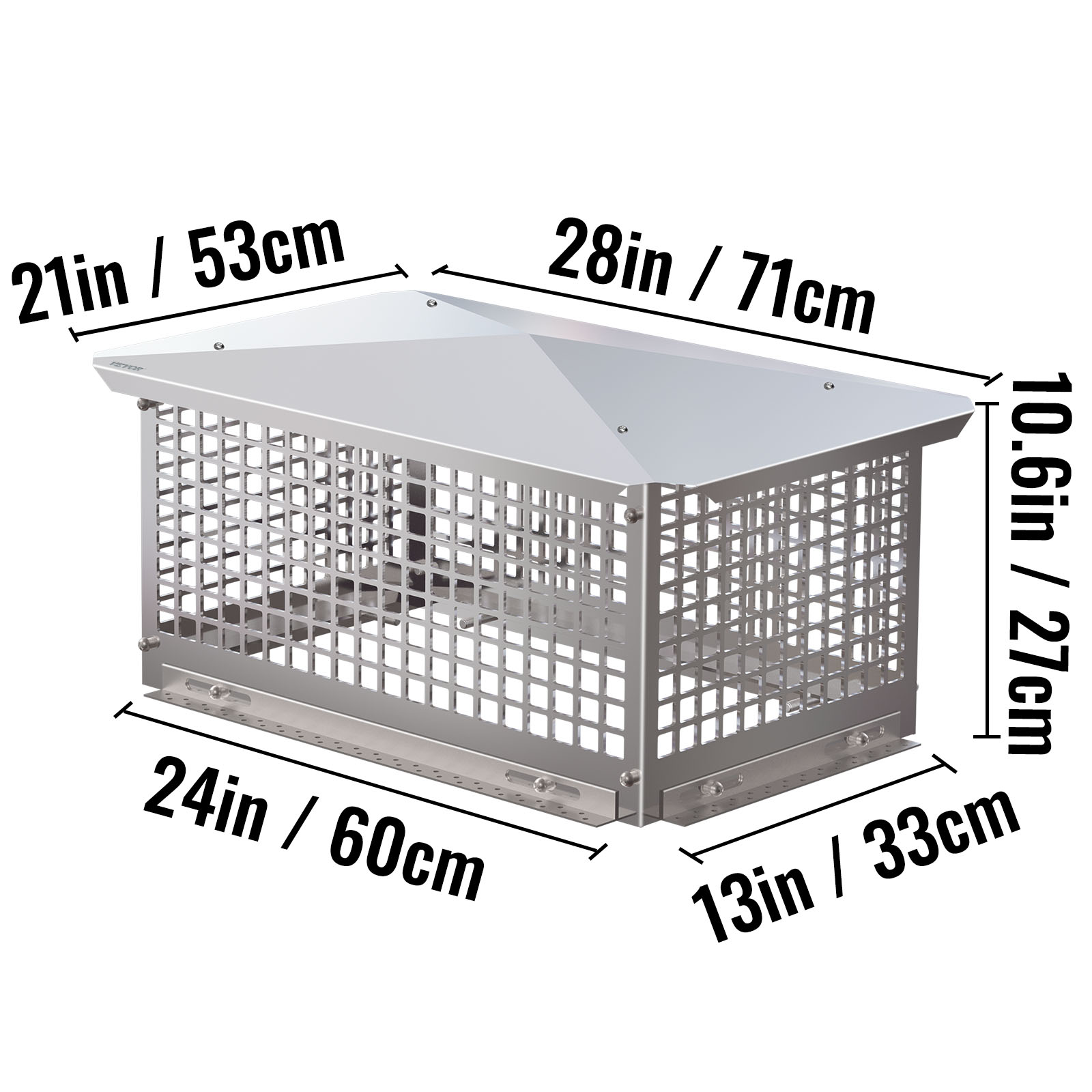 VEVOR Chimney Cap Fireplace Flue Caps 8''-17'' x 8''- 29'' 304 Stainless Steel