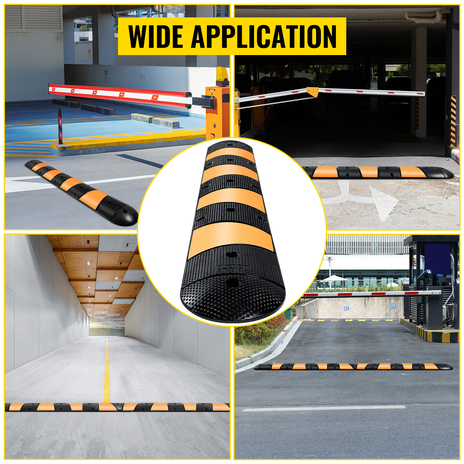 VEVOR Rubber Speed Bump, 1 Pack 2 Channel Speed Bump Hump, 72\" Long ...