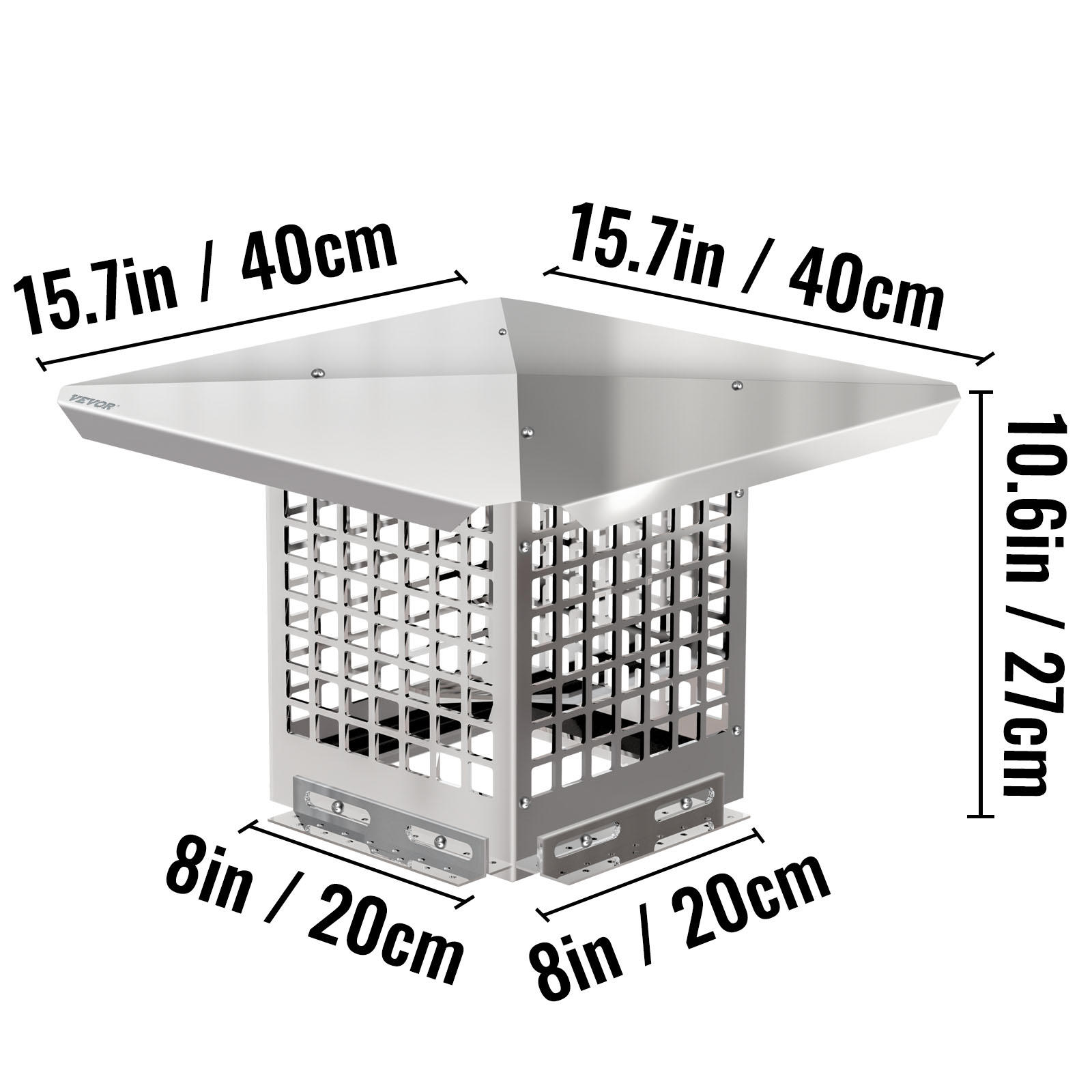 VEVOR Chimney Cap Fireplace Flue Caps 8''-17'' x 8''- 29'' 304 Stainless Steel