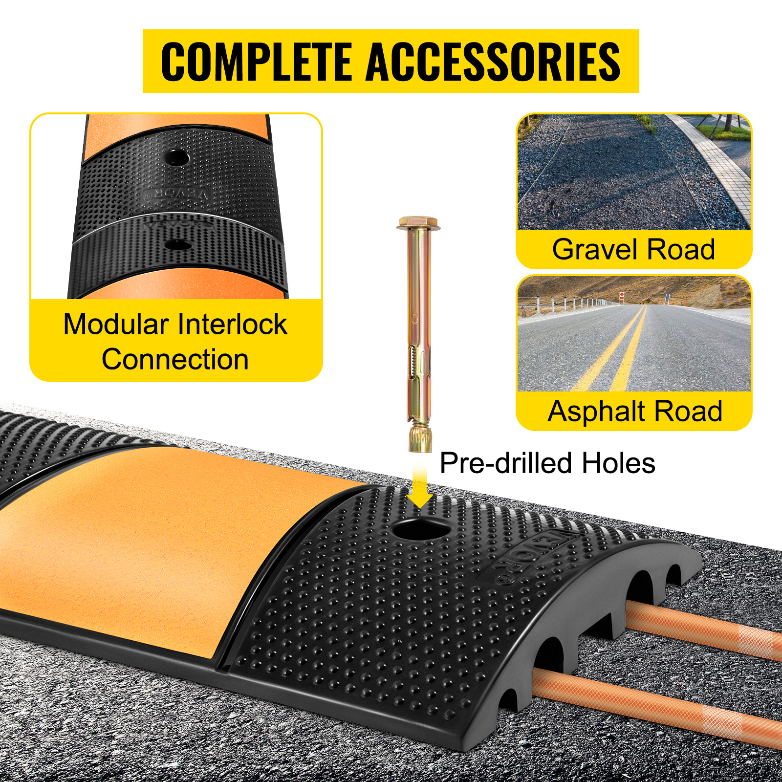 ProX XCP-4CH MK2 4-Channel Rubber Cable Protector Ramp Speed Bump Cover  Indoor Outdoor – Supports up to 60 Tons