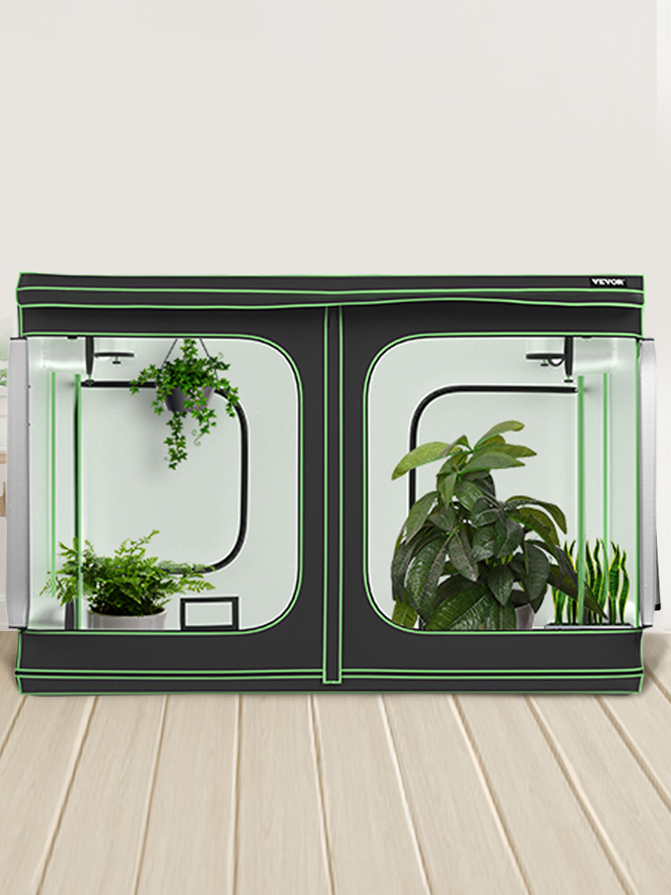 VEVOR Grow Tent, 120" x 120" x 80" Hydroponics Mylar Grow Room with Observation Windows and Removable Floor Tray, 100% Lightproof Grow Closet for Indoor Plants Growing - 10'x10' Reflective Plant Tent