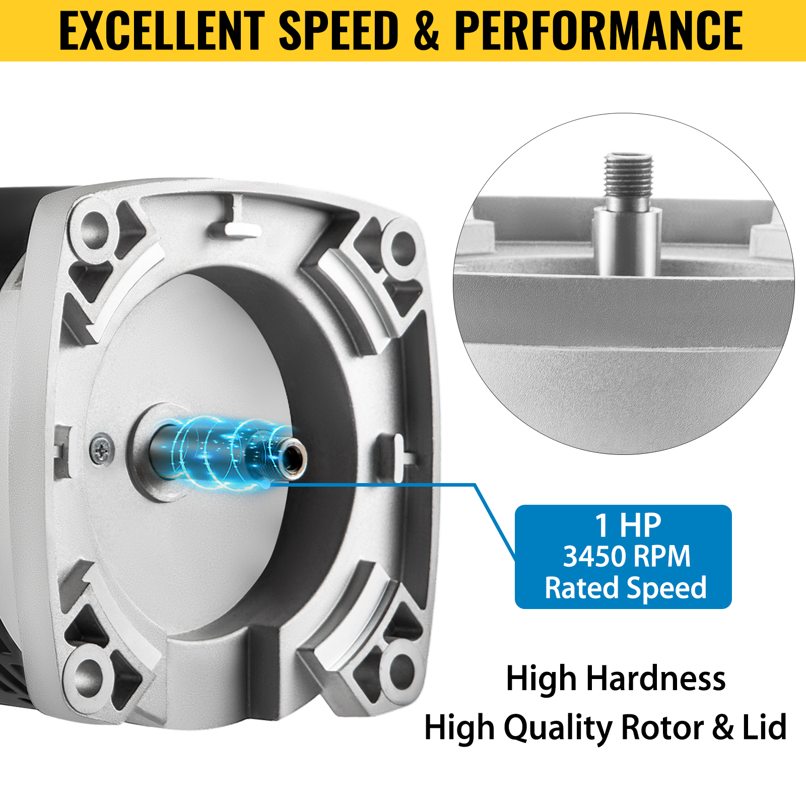 VEVOR Pool Motor,1 HP, 3450 RPM, 230/115 Volts, 6.4/12.66 Amps, 1 Speed