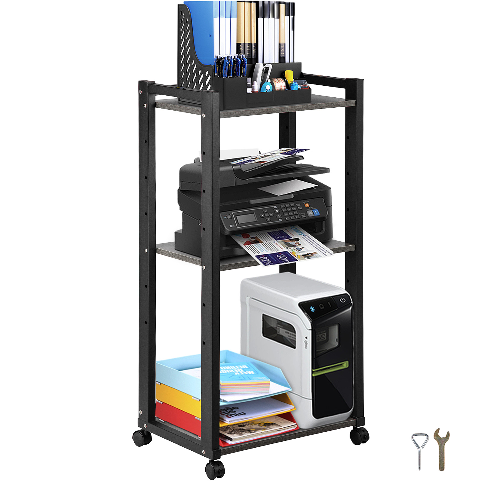 Soporte para impresora de escritorio, soporte multifuncional de 2 niveles,  soporte de escáner de máquina de fax, soporte de impresora de