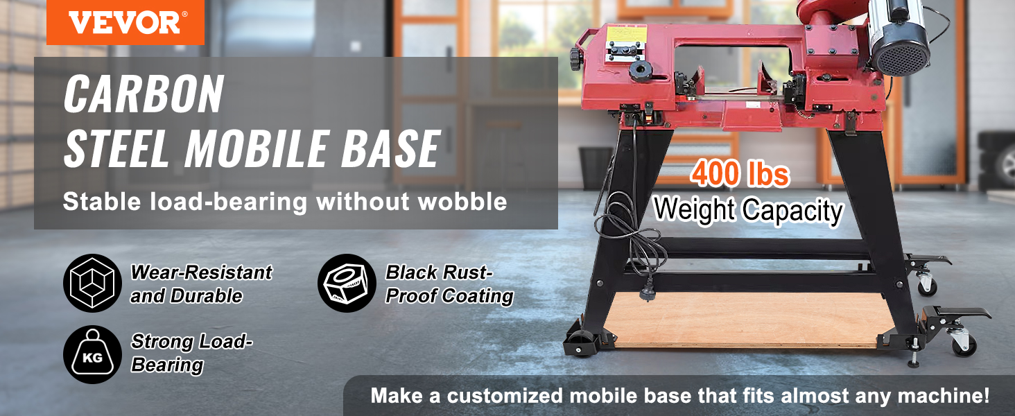 500 Lb Capacity Universal Mobile Wheel Base - Adjustable Workshop Cart For Heavy Tools & Machinery
