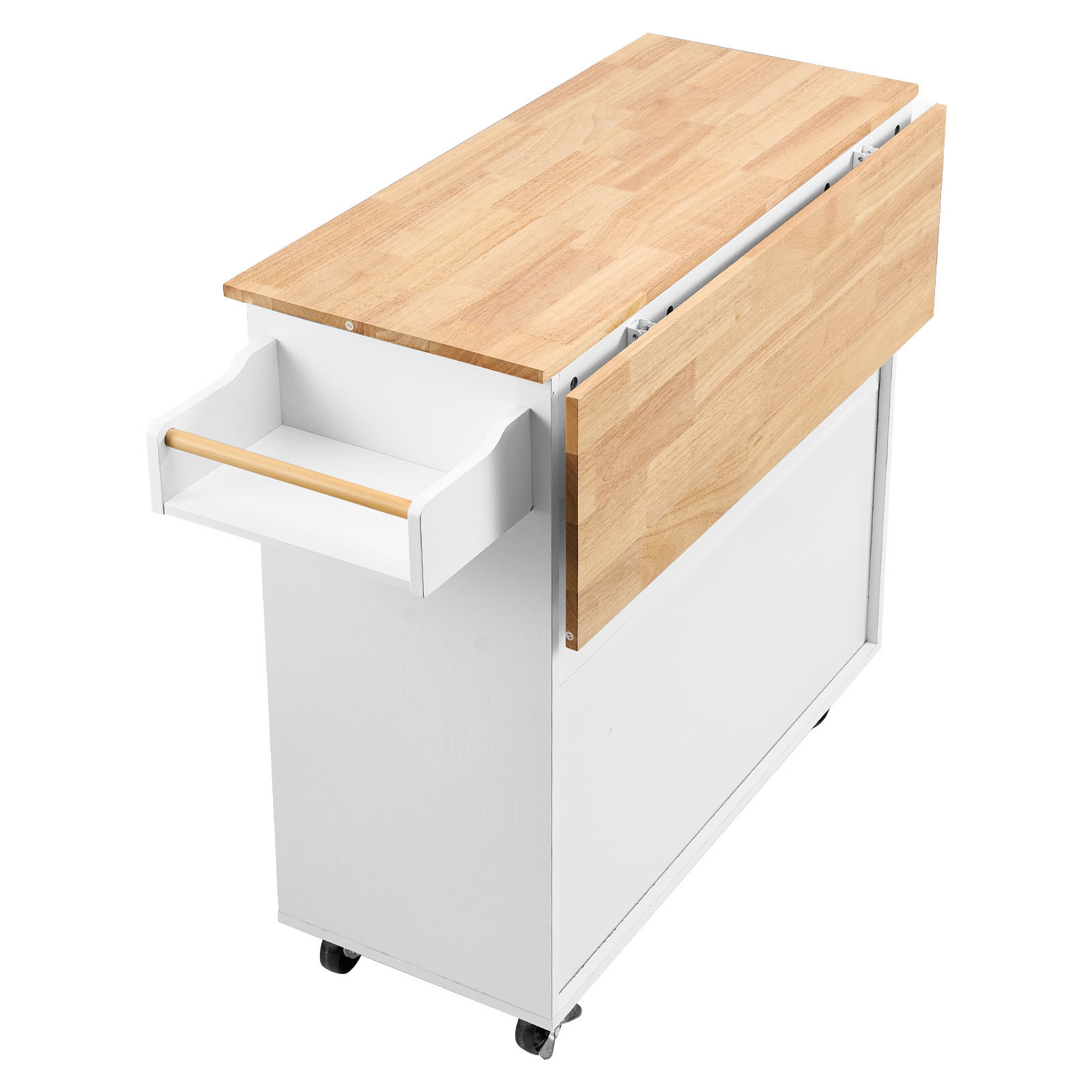 Drop-Leaf Kitchen Island Trolley Cart Wood Storage Cabinet w/ Drawers/Rack - Picture 38 of 110