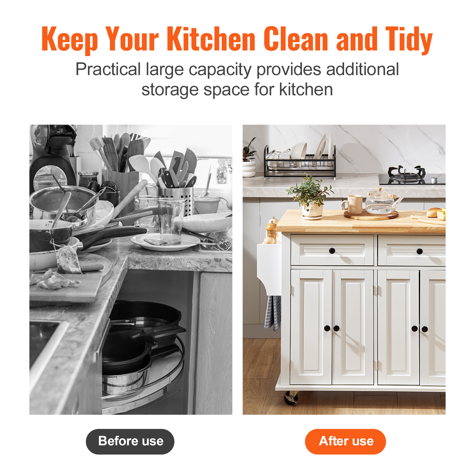 Drop-Leaf Kitchen Island Trolley Cart Wood Storage Cabinet w/ Drawers/Rack - Picture 6 of 110