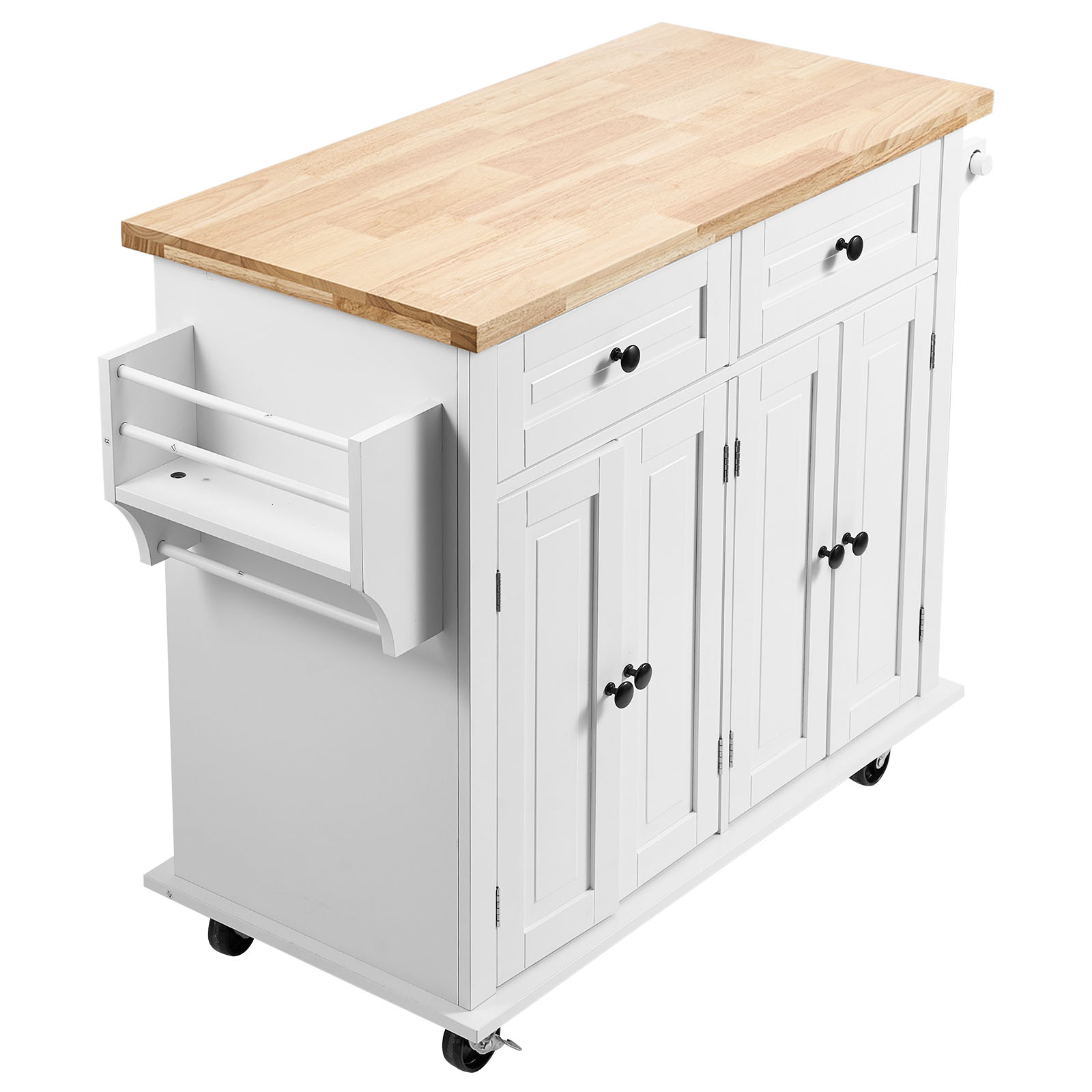 Drop-Leaf Kitchen Island Trolley Cart Wood Storage Cabinet w/ Drawers/Rack - Picture 11 of 110