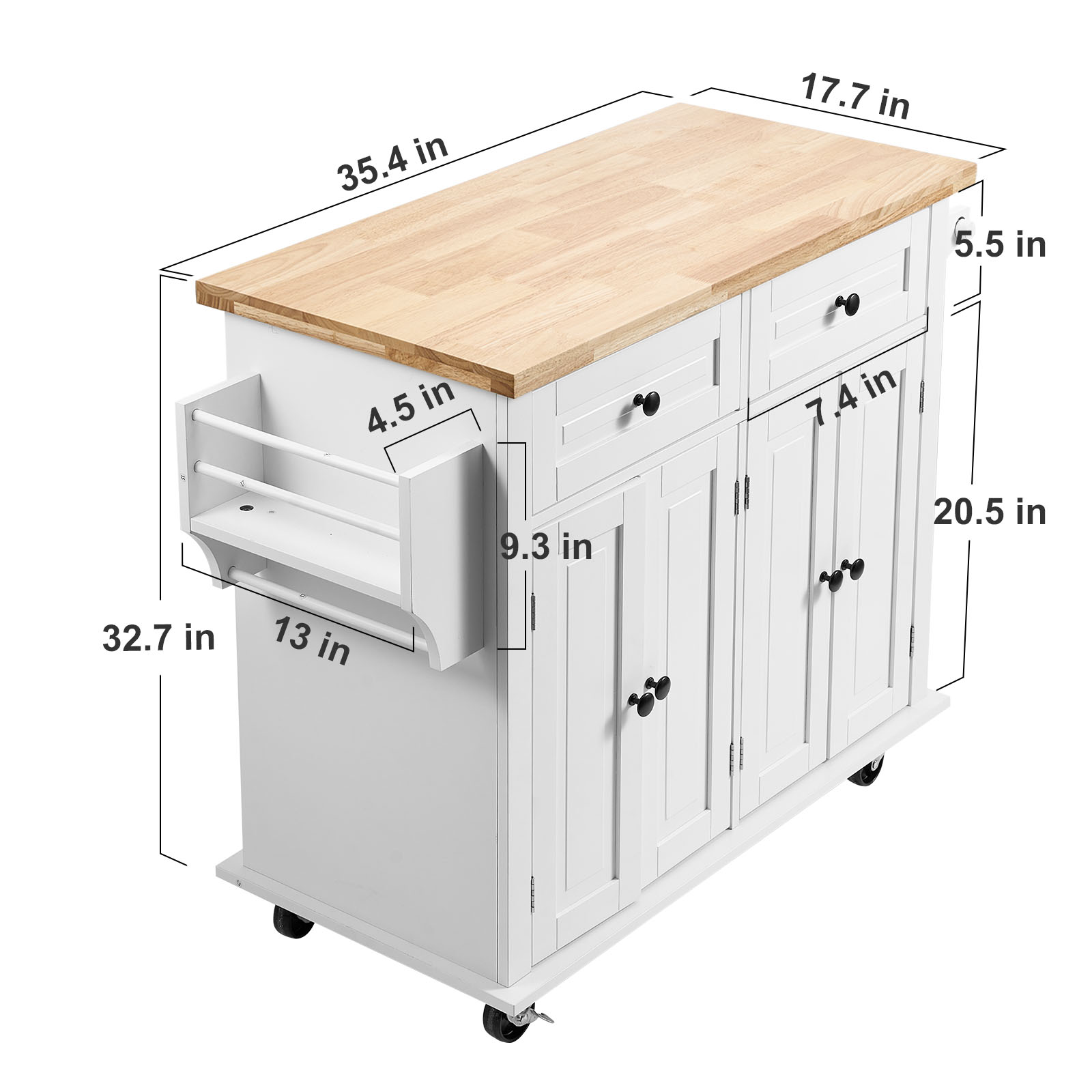 Drop-Leaf Kitchen Island Trolley Cart Wood Storage Cabinet w/ Drawers/Rack - Picture 10 of 110