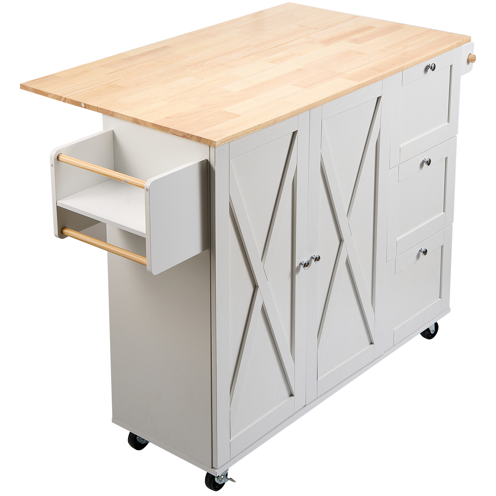 Drop-Leaf Kitchen Island Trolley Cart Wood Storage Cabinet w/ Drawers/Rack - Picture 23 of 110