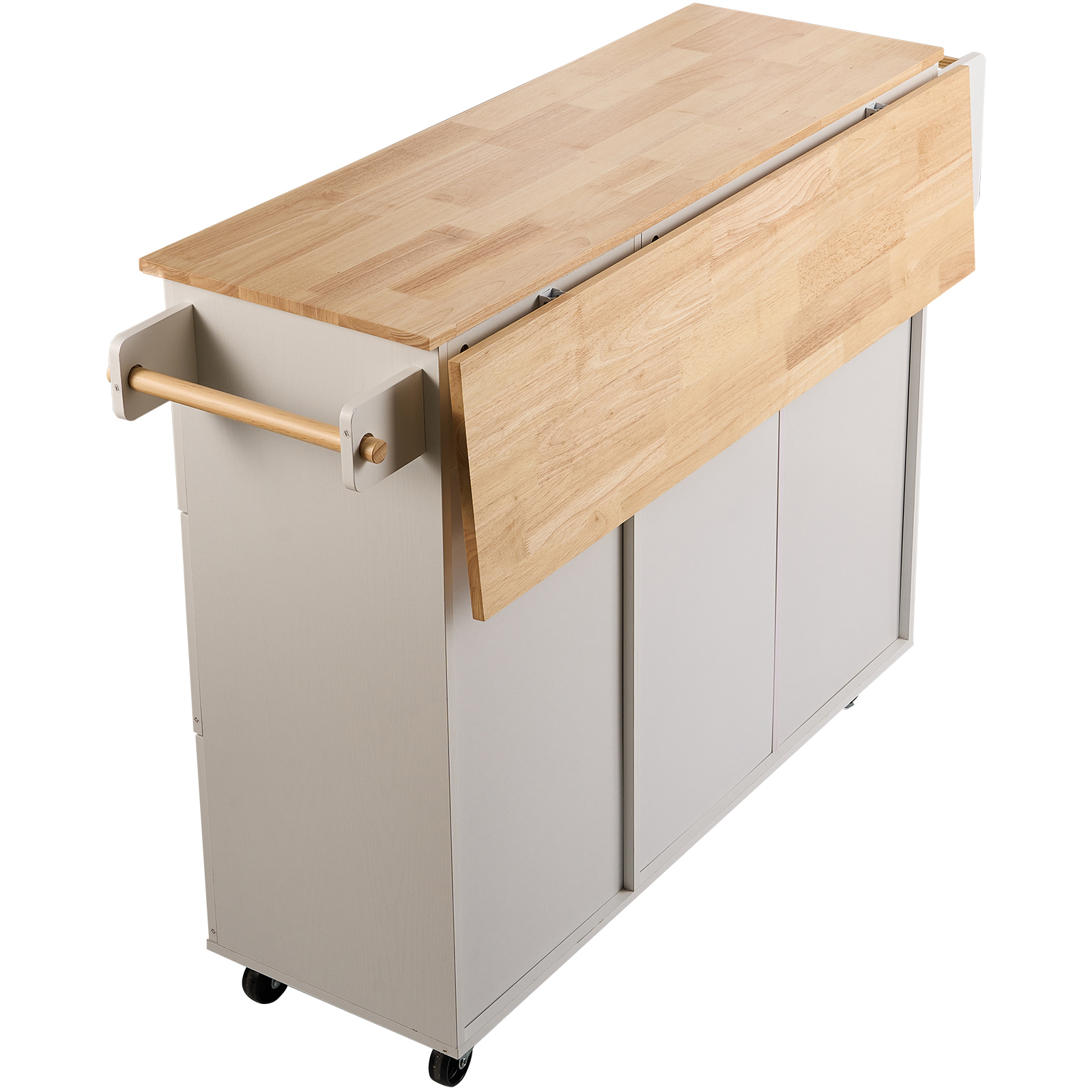 Drop-Leaf Kitchen Island Trolley Cart Wood Storage Cabinet w/ Drawers/Rack - Picture 26 of 110