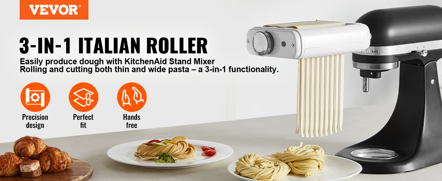 VEVOR Pasta Attachment for KitchenAid Stand Mixer, 3-IN-1