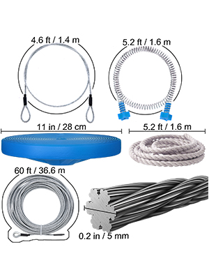 VEVOR Zip line Kits for Backyard 60FT, Zip Lines for Kid and Adult, Included Swing Seat, Zip Lines Brake, and Steel Trolley, Outdoor Playground Equipment
