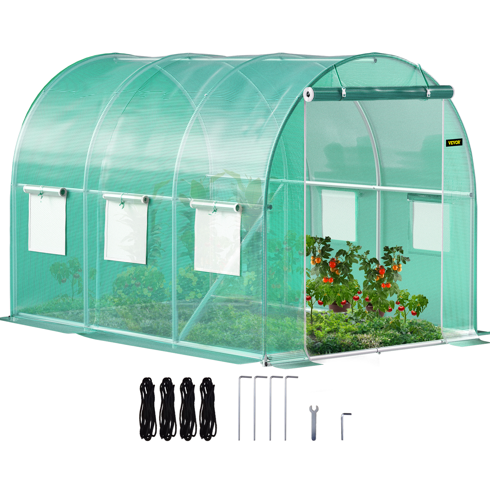 Tunnel Greenhouse,3 x 2 x 2 m,Green