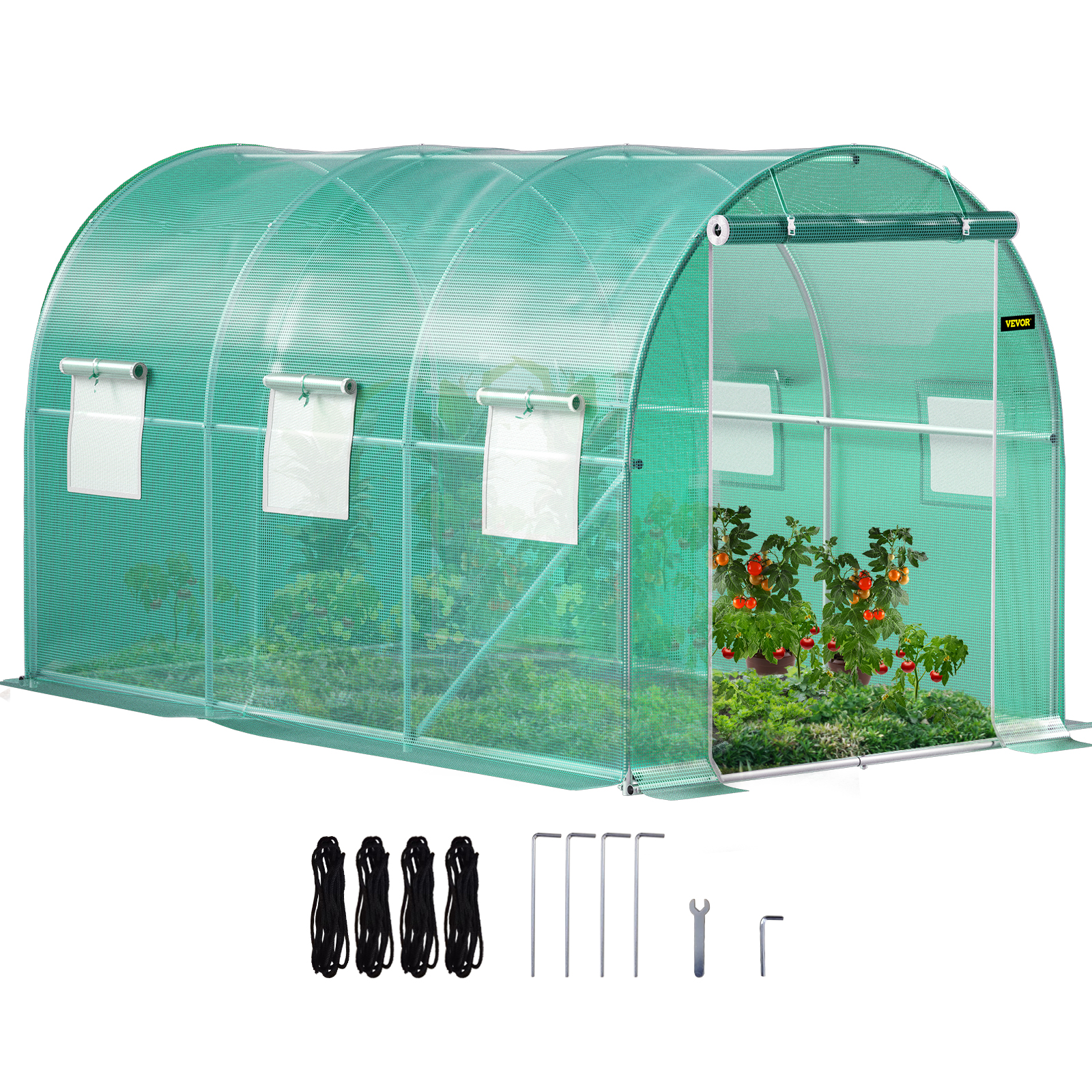 Tunnel Greenhouse,3 x 2 x 2 m,Green