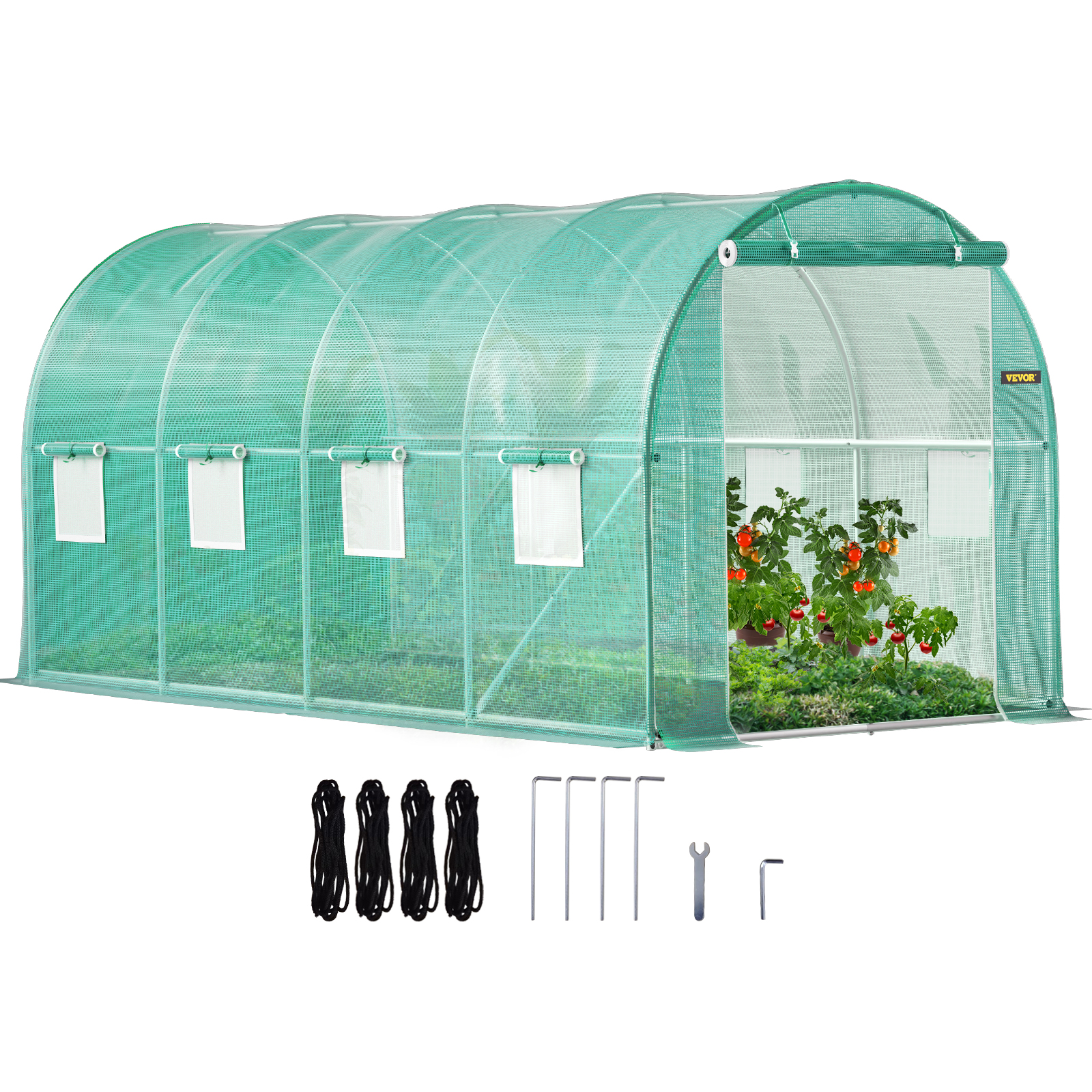 Tunnel Greenhouse,3 x 2 x 2 m,Green