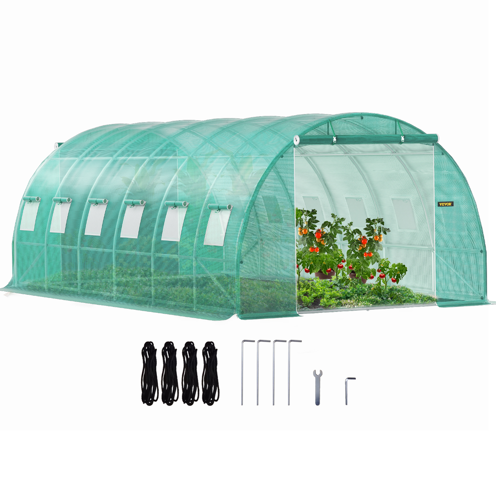 Tunnel Greenhouse,3 x 2 x 2 m,Green