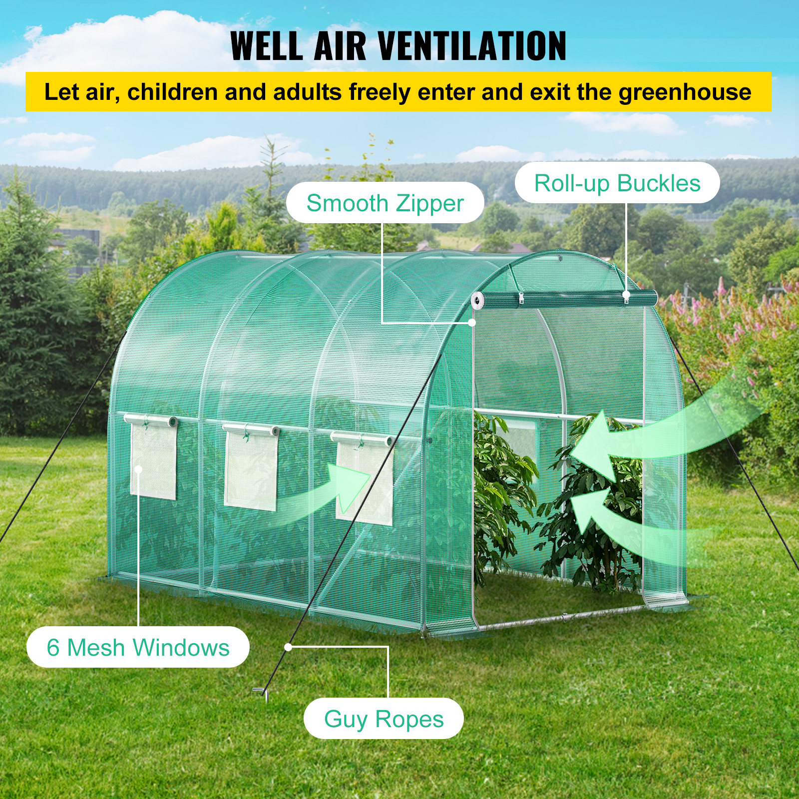Walk-in Greenhouse Galvanized Frame & Waterproof Cover Green/White