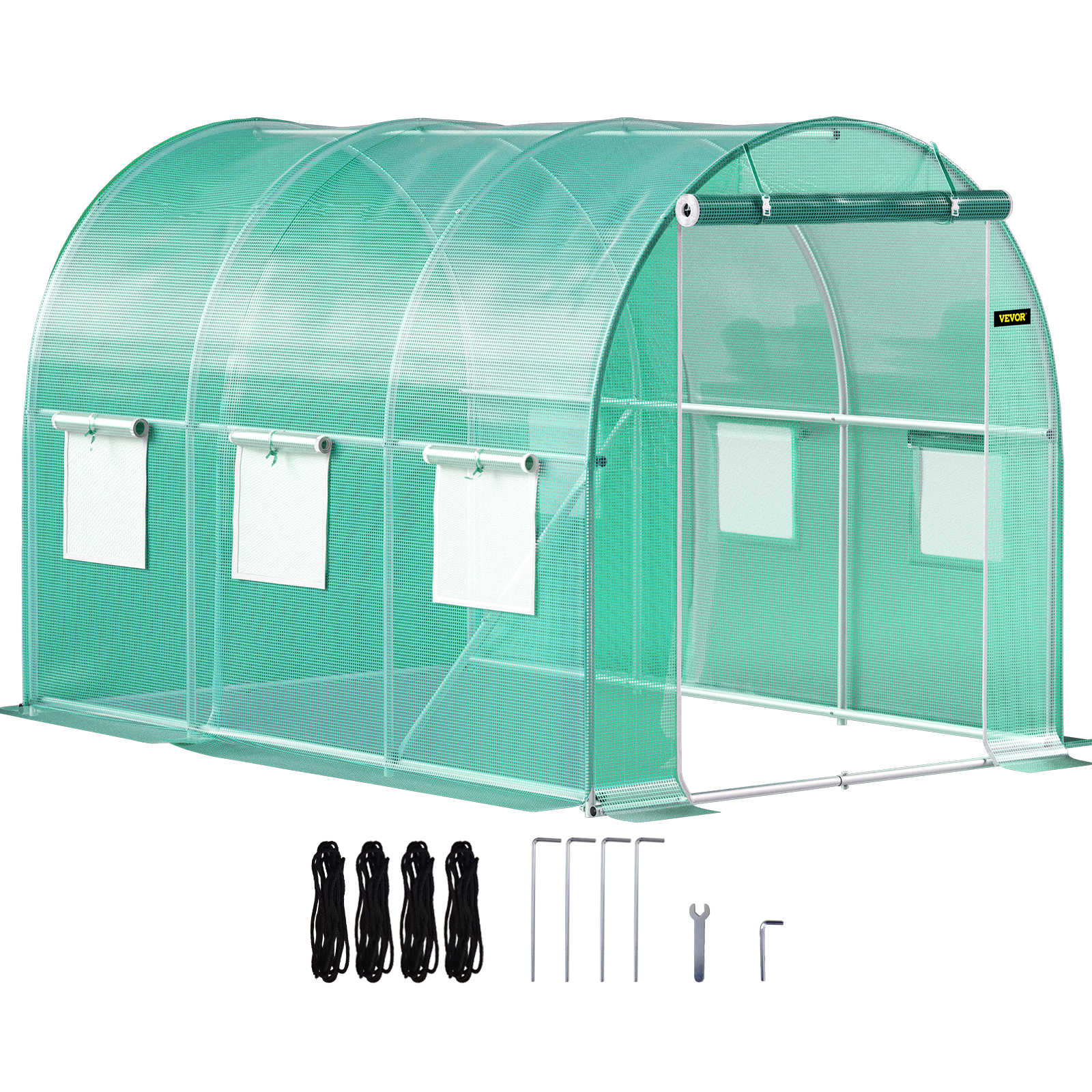 Poles,　Walk-in　Portable　Doors　Beam,　VEVOR　ft　Top　10　Greenhouse,　Hoops,　Windows,　Tunnel　Hot　Galvanized　Zippered　House　Diagonal　w/　x　10　CA　Green　VEVOR　x　Steel　Plant　Roll-up