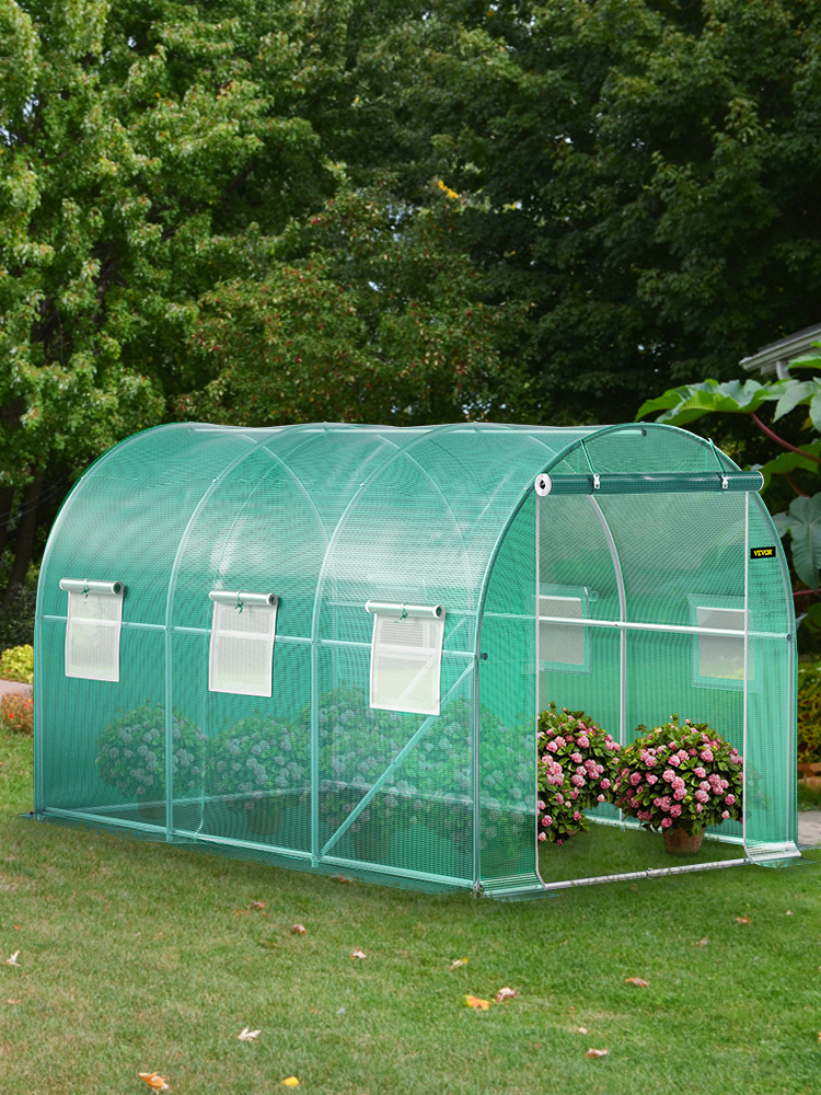 Tunnel Greenhouse,12 x 7 x7 ft,Green