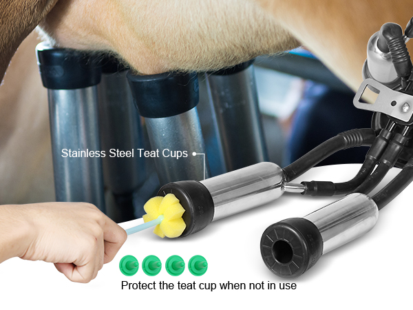 Cow Cup Set of 4 SS cups with silicone inserts inflations, 5.5 inch. Milker  component replacement