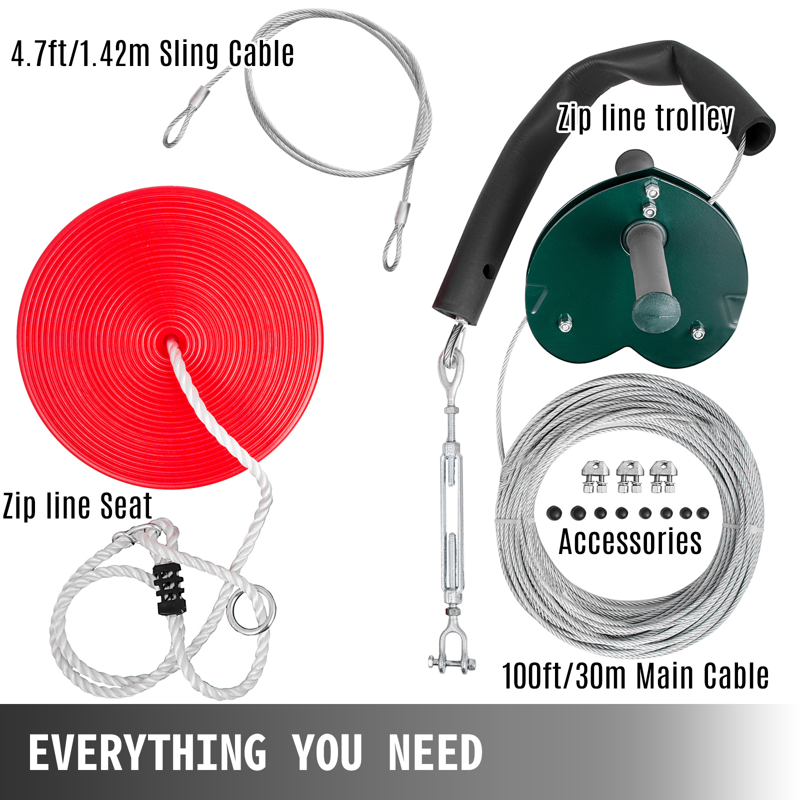 Zipline Kit,100 feet,Outdoor Fun Toys