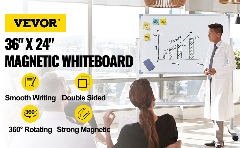thumbnail image 2 of Uimoso 36x24 Mobile Magnetic Dry Erase Board – Double Sided Whiteboard With Adjustable Stand 2 of 5