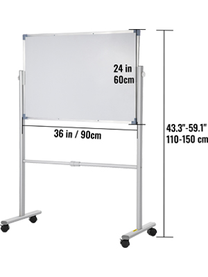mobile whiteboard,60 x 90cm,double sided
