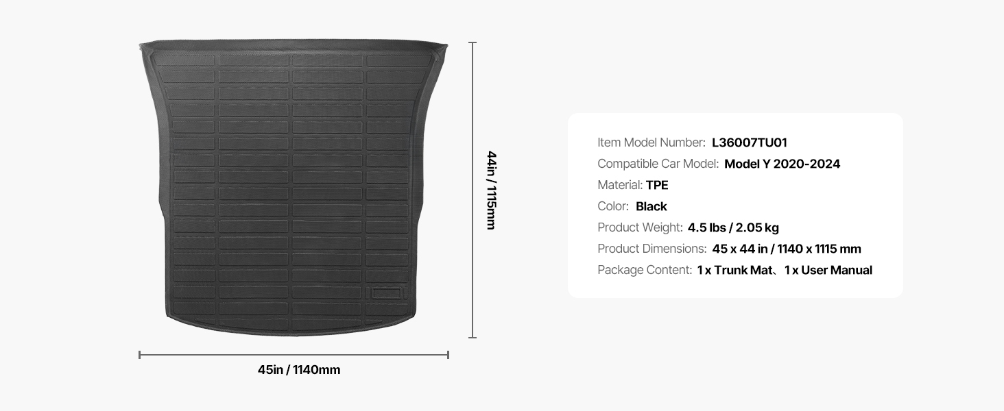 Tapis de Coffre, Doublures de Coffre, Noir