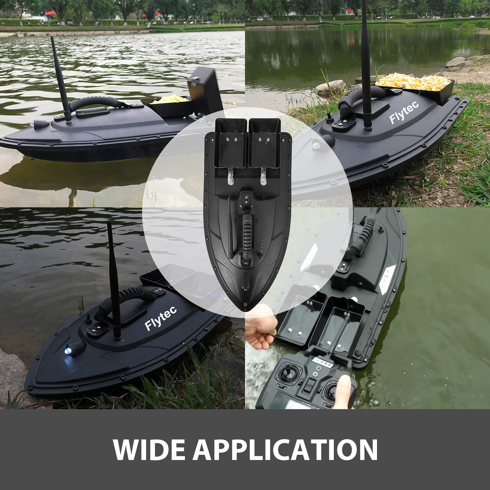 Fishing Bait Boat 500m Remote Control Bait Boat Dual Motor Fish Finder 2KG  Loading Support Automatic Cruise/Route Correction with Night Light Turn