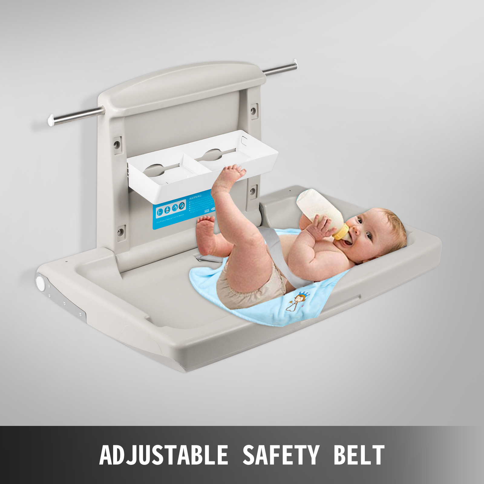 with Dual Liner Dispensers for 13 x 18 Liners Grey Horizontal Wall Mounted AB Baby Changing Station 