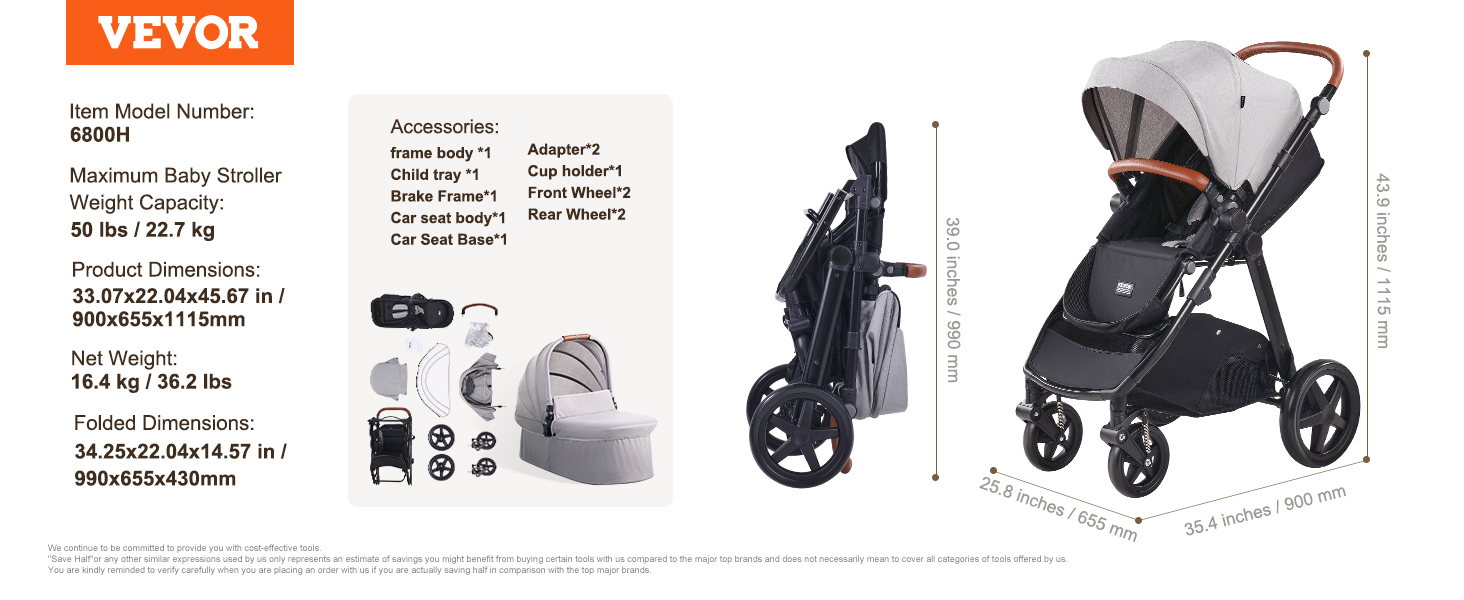 Stroller Travel System,Bassinet,Light Gray