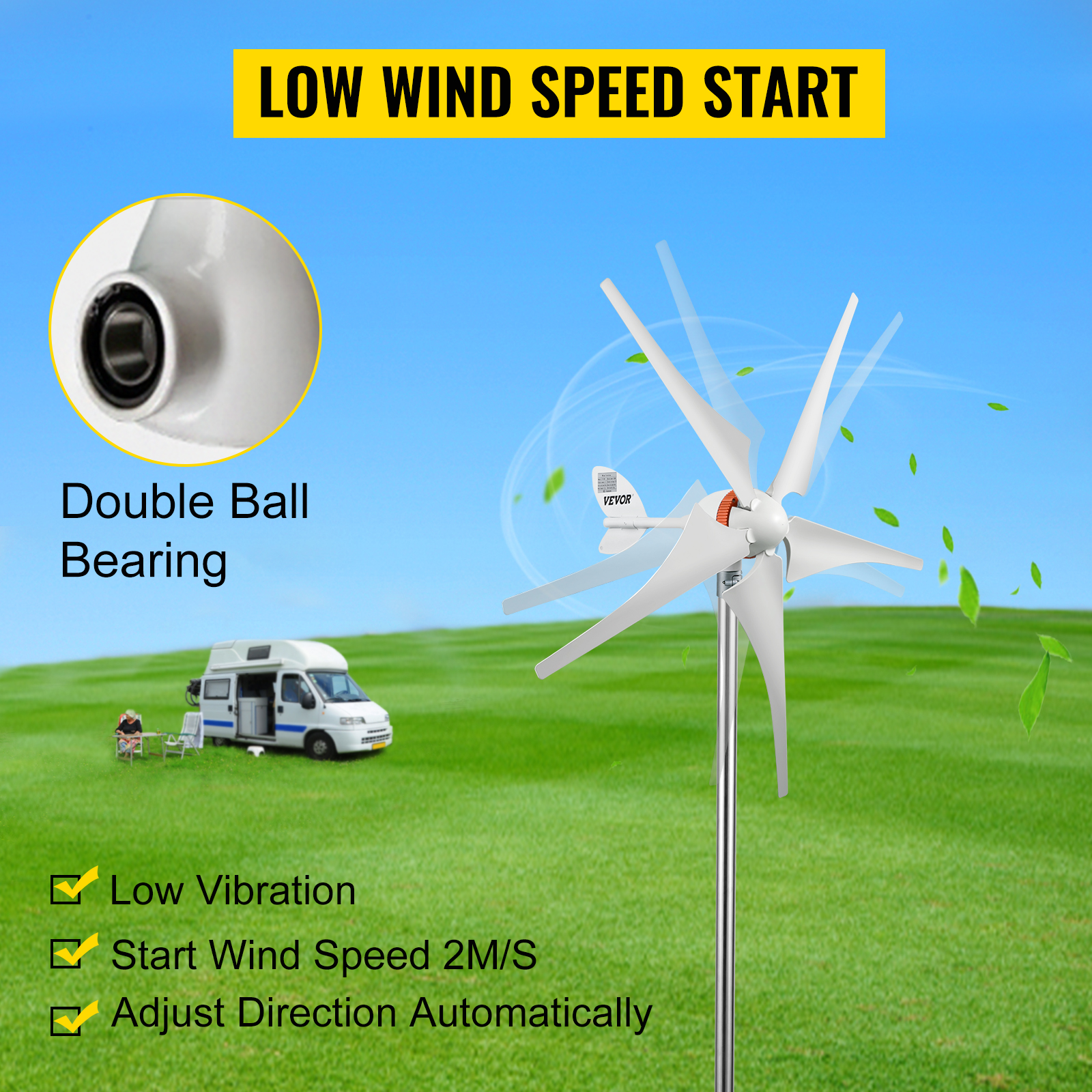 VEVOR Wind Turbine Generator, 12V/AC Wind Turbine Kit, 400W Wind