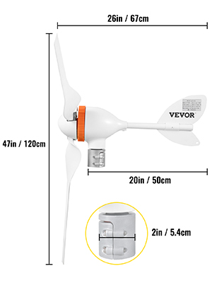 VEVOR Windturbinengenerator 600 W Vertikale Windgenerator, 12 m