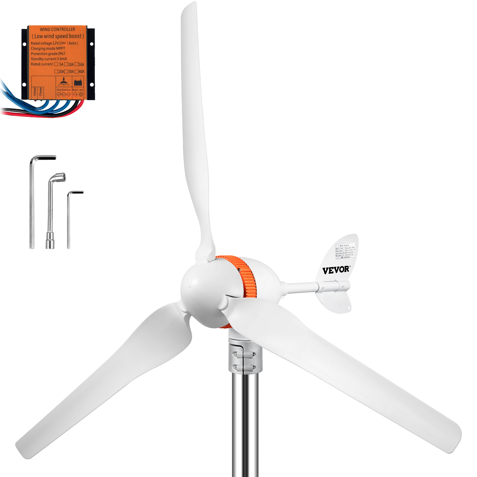 VEVOR 500W 12V Windgenerator Windkraftanlage Generator Windturbine 5 Klinge