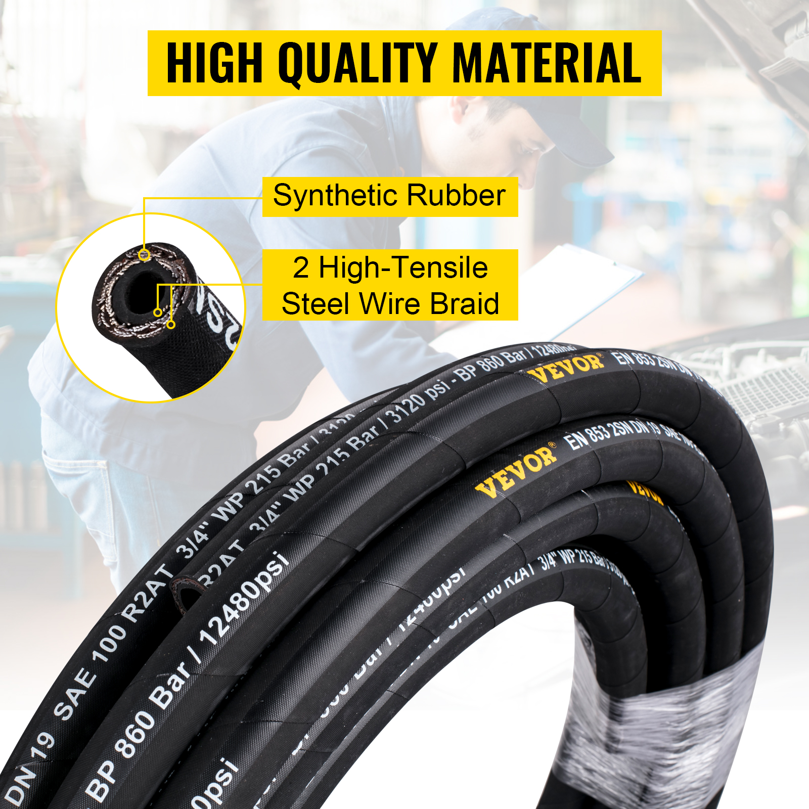 Gator 1/4" X 100' 2-Wire Hydraulic Hose, 6000 PSI Working, R16 H24504, 1 PC