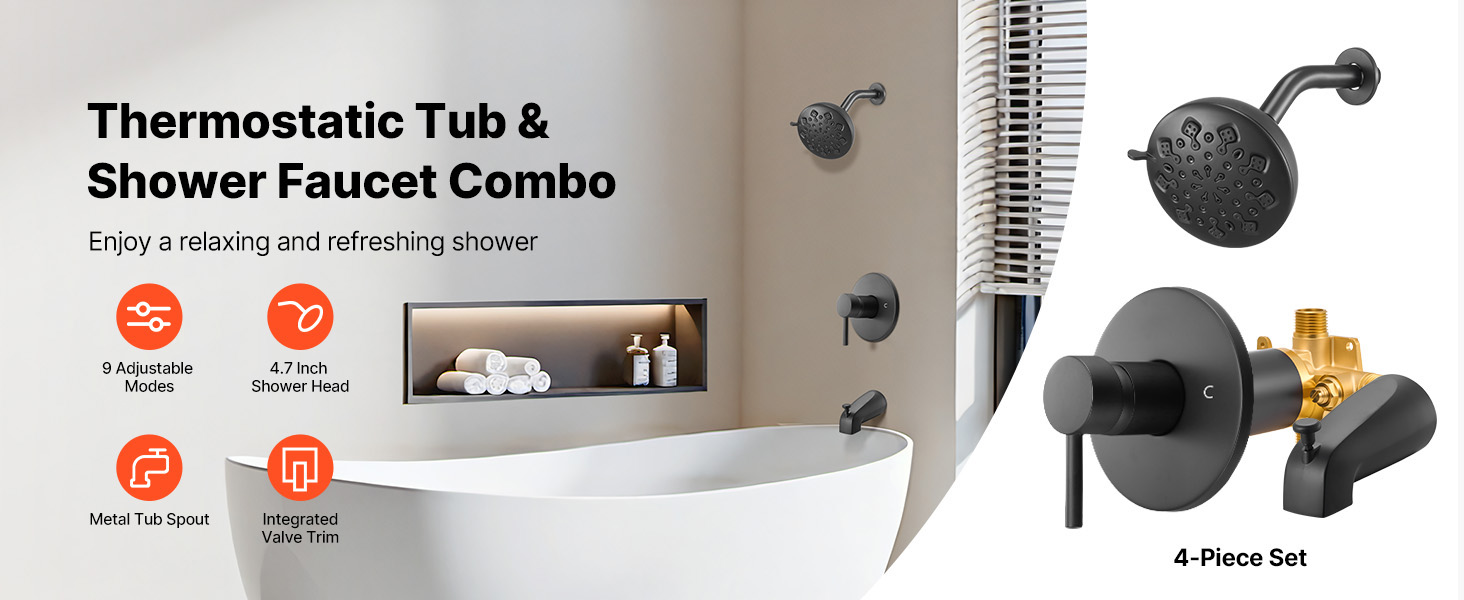 rainfall shower head and tub combo