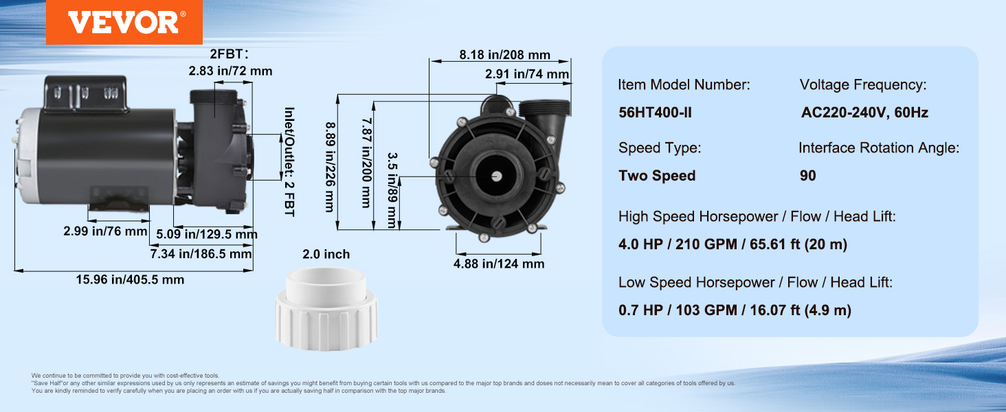 SPA Pump,2 Speed,Hot Tub Pump