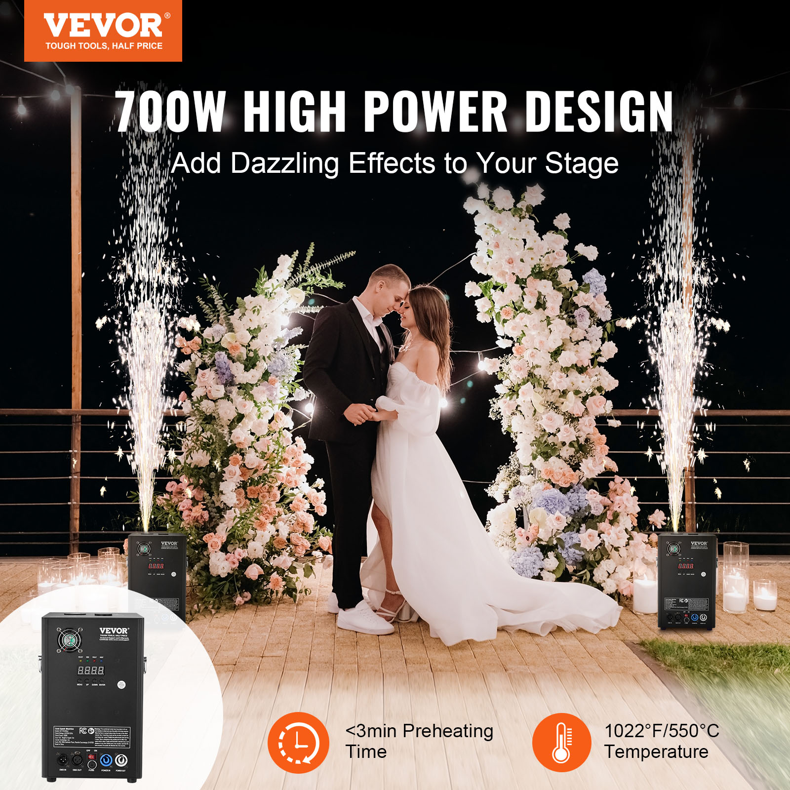 VEVOR 1/2/4X Cold Spark Machine Stage Effect DMX Firework DJ Event Party Wedding - Picture 40 of 74