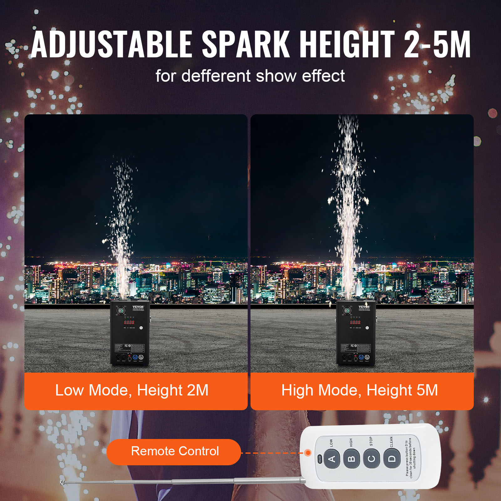 VEVOR 1/2/4X Cold Spark Machine Stage Effect DMX Firework DJ Event Party Wedding - Picture 41 of 74