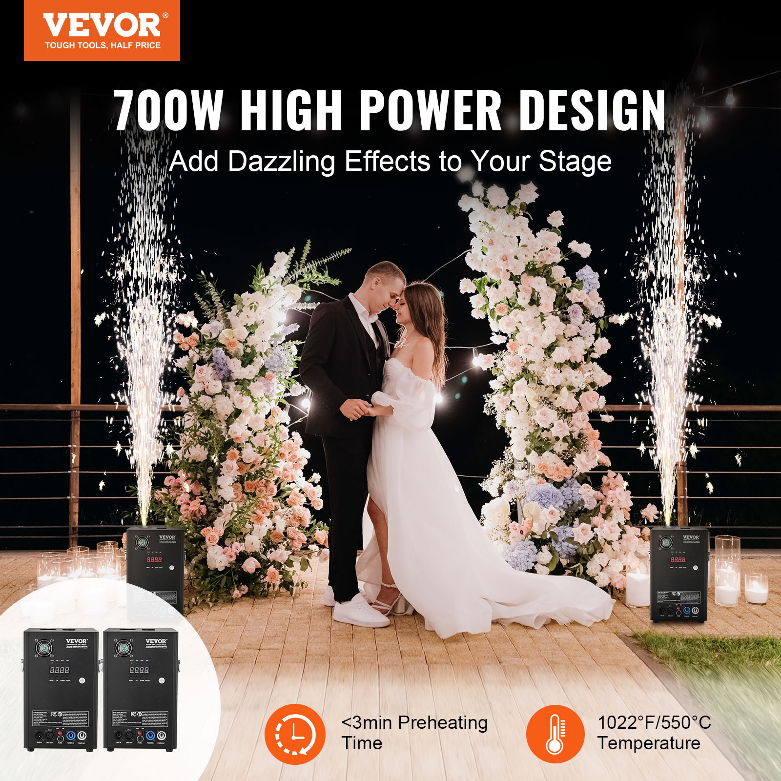 VEVOR 1/2/4X Cold Spark Machine Stage Effect DMX Firework DJ Event Party Wedding - Picture 52 of 74