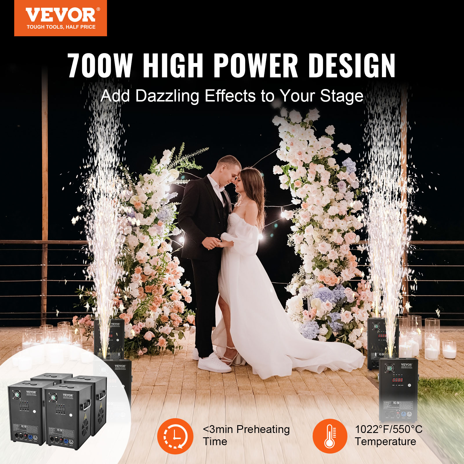 VEVOR 1/2/4X Cold Spark Machine Stage Effect DMX Firework DJ Event Party Wedding - Picture 64 of 74